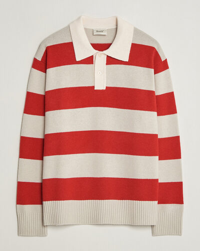 Forét Frost Stripe Knit Polo Red