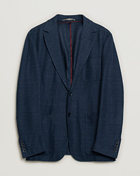 Canali Linen/Cotton Jersey Blazer Dark Blue