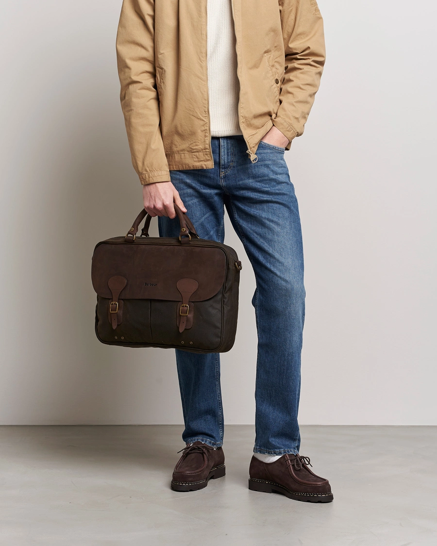 Herre | Skuldervesker | Barbour Lifestyle | Wax Leather Briefcase Olive