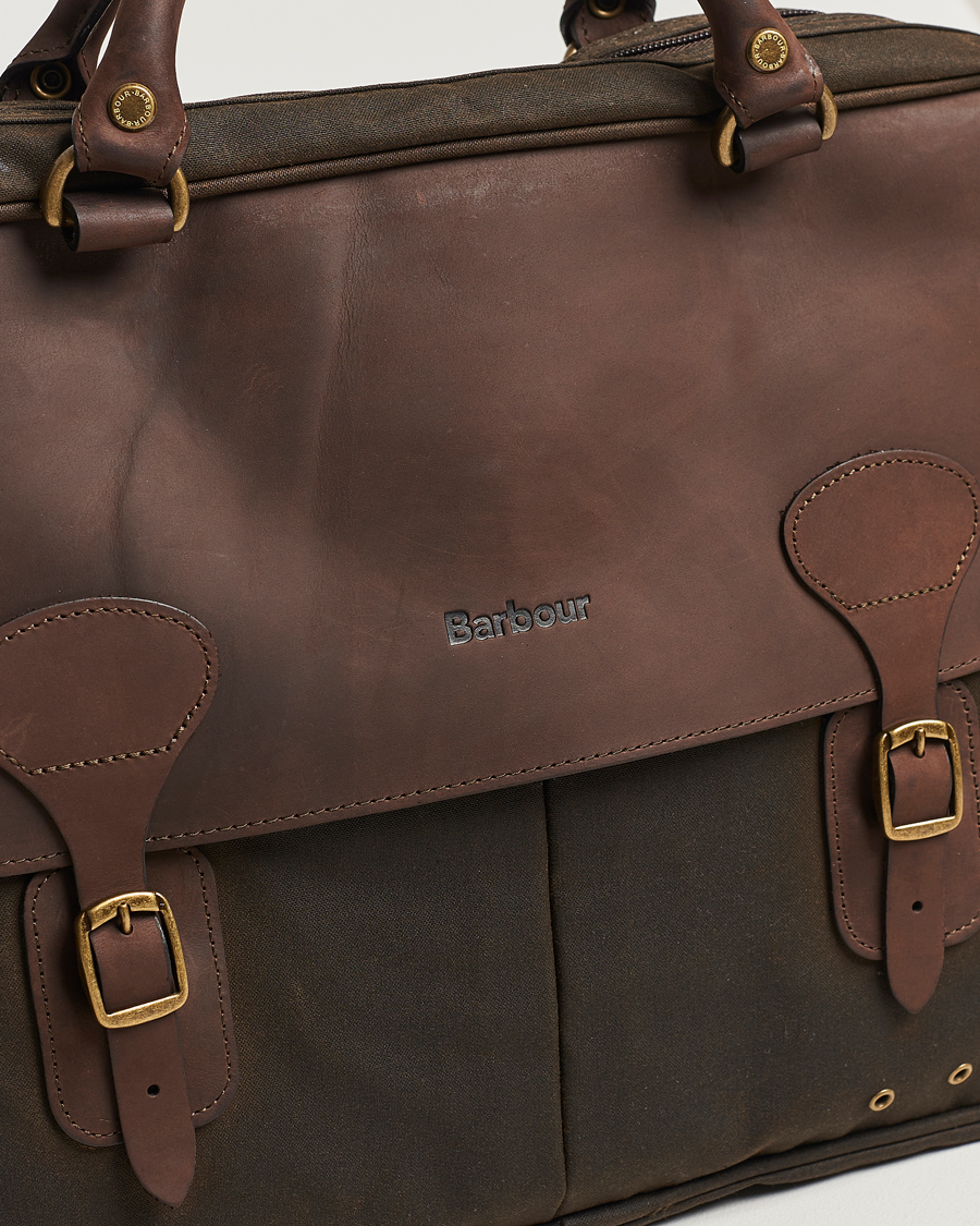 Barbour wax sales leather briefcase olive