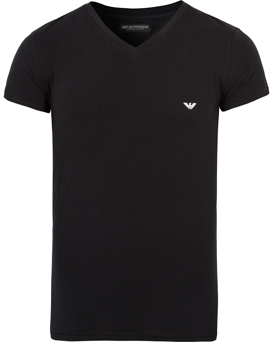 Herre | T-Shirts | Emporio Armani | V-Neck T-Shirt Logo Black