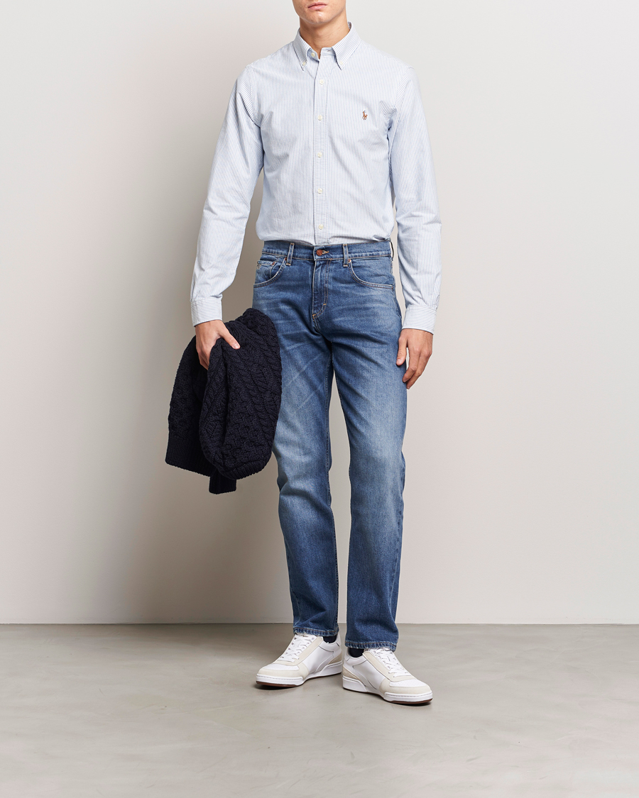 Herre |  | Polo Ralph Lauren | Slim Fit Shirt Oxford Stripes Blue