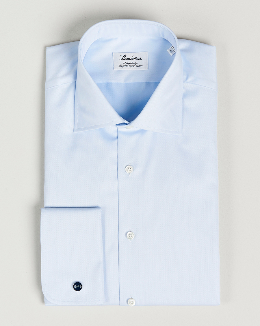 Herre | Skjorter | Stenströms | Fitted Body Shirt Double Cuff Blue