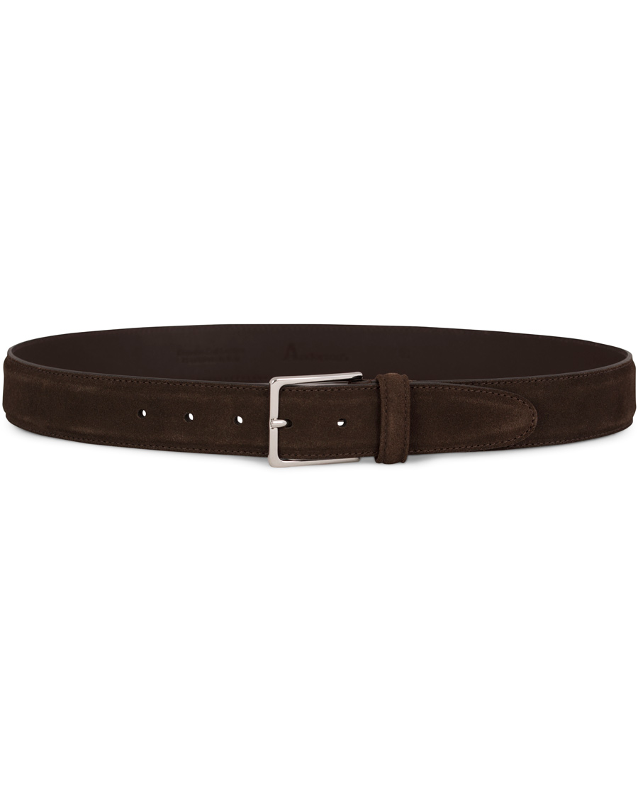 Herre | Anderson's Suede Leather Belt 3,5 cm Brown | Anderson's | Suede Leather Belt 3,5 cm Brown