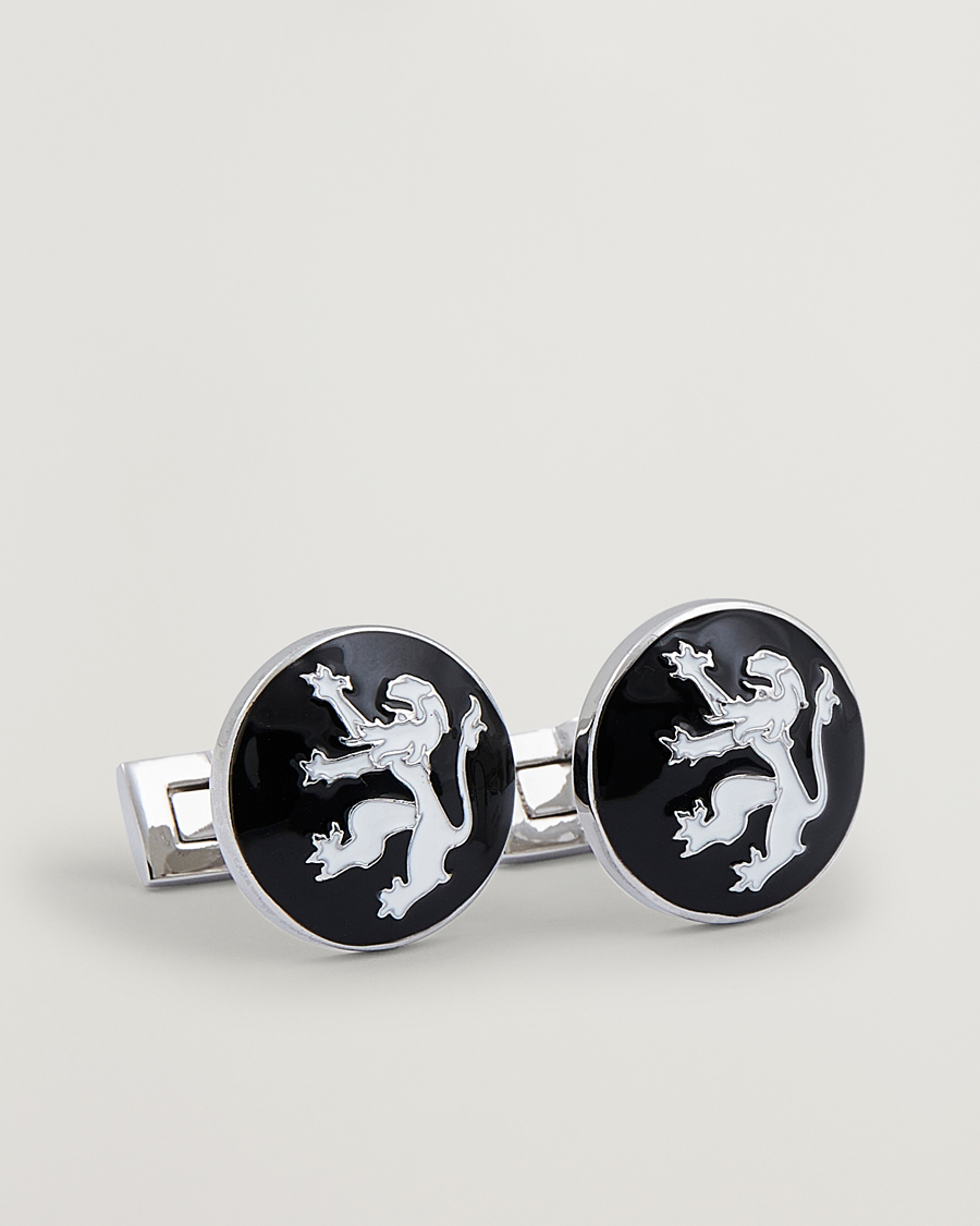 Herre | Skultuna Cuff Links The Lion Silver/Black/White | Skultuna | Cuff Links The Lion Silver/Black/White