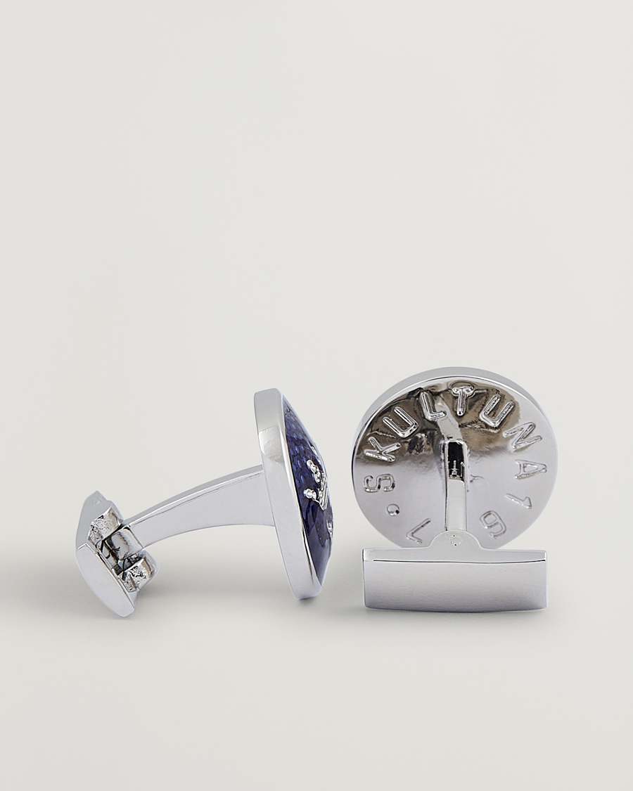 Herre | Skultuna Cuff Links Tre Kronor Silver/Royal Blue | Skultuna | Cuff Links Tre Kronor Silver/Royal Blue