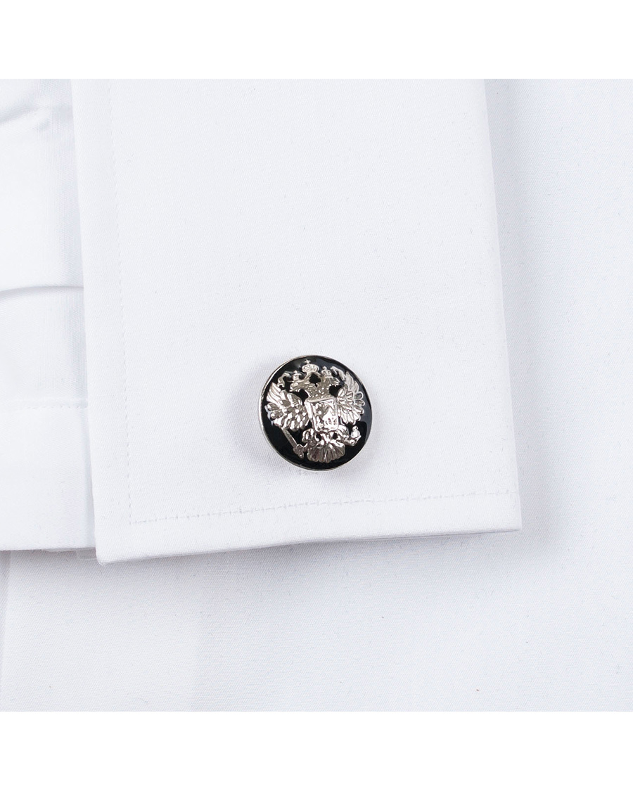 Herre | Skultuna Cuff Links The Double Eagle Silver/Black | Skultuna | Cuff Links The Double Eagle Silver/Black