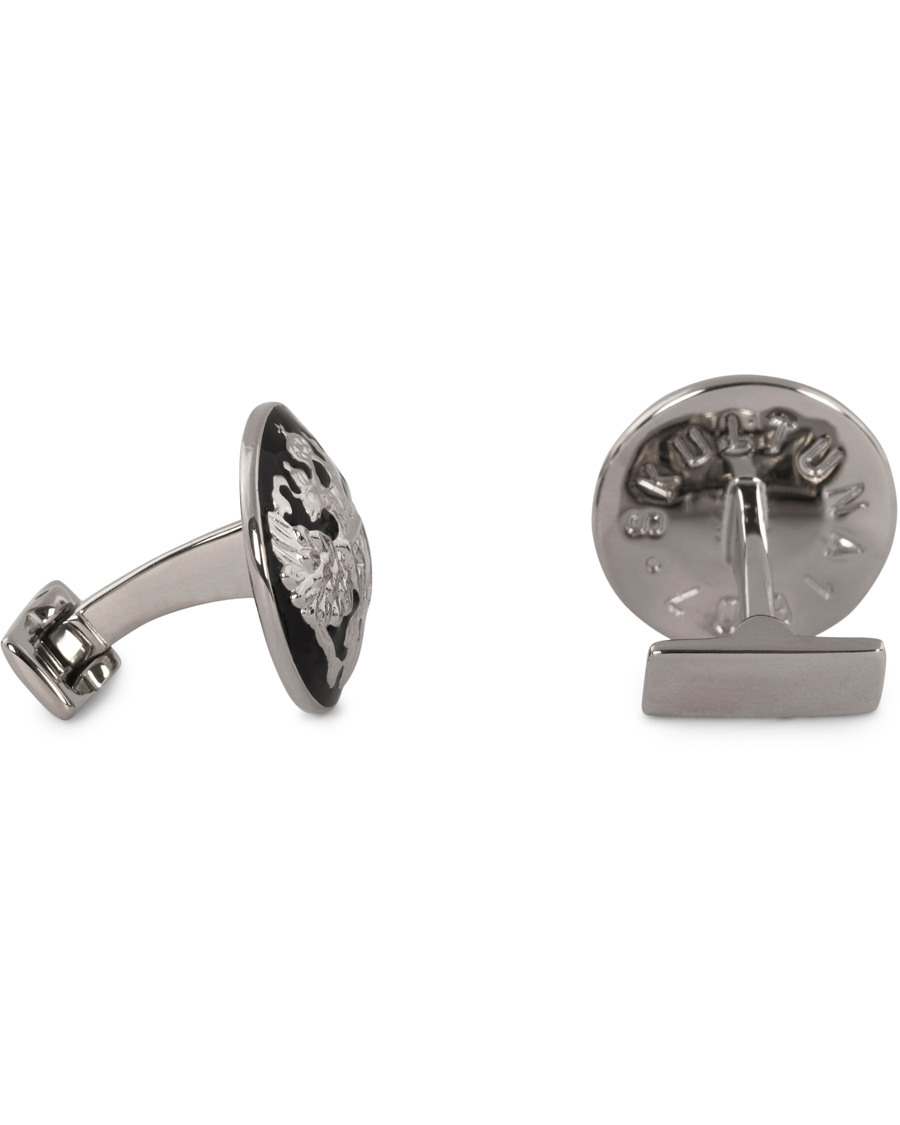 Herre | Skultuna Cuff Links The Double Eagle Silver/Black | Skultuna | Cuff Links The Double Eagle Silver/Black