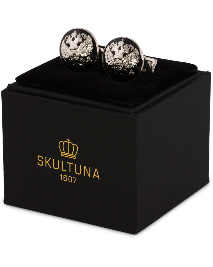 Herre | Skultuna Cuff Links The Double Eagle Silver/Black | Skultuna | Cuff Links The Double Eagle Silver/Black