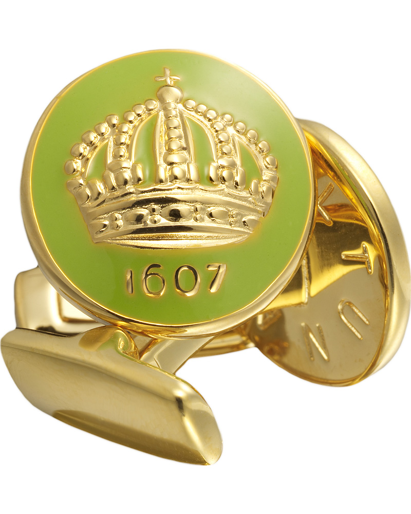 Herre | Skultuna Cuff Links The Crown Gold/Lime Green | Skultuna | Cuff Links The Crown Gold/Lime Green