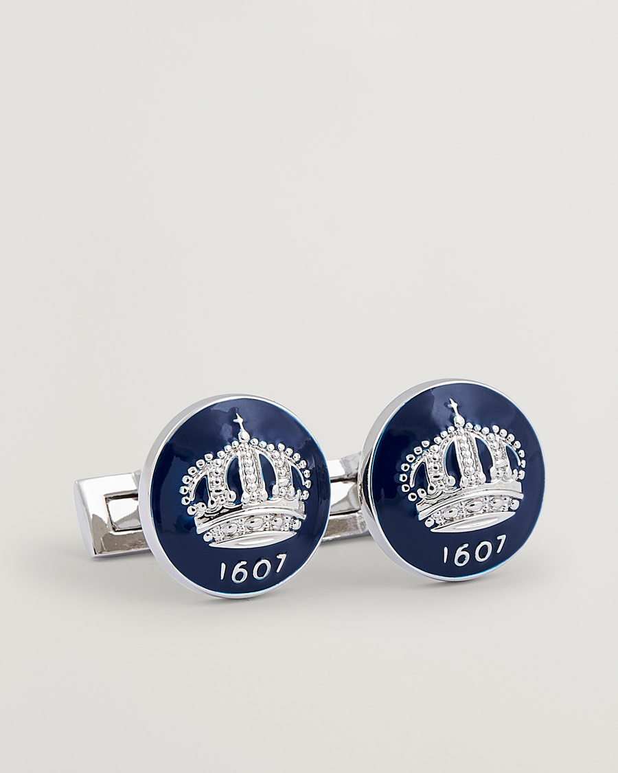 Herre | Skultuna Cuff Links The Crown Silver/Royal Blue | Skultuna | Cuff Links The Crown Silver/Royal Blue