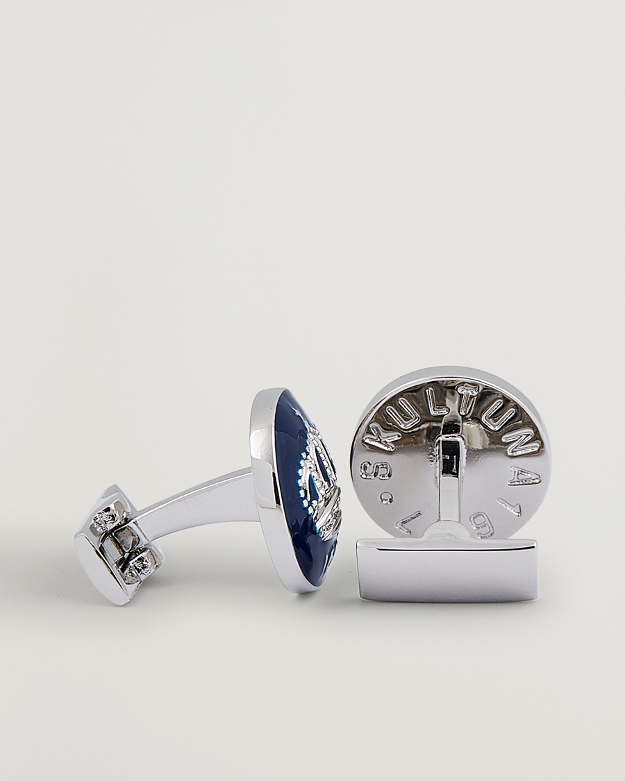Herre | Skultuna Cuff Links The Crown Silver/Royal Blue | Skultuna | Cuff Links The Crown Silver/Royal Blue