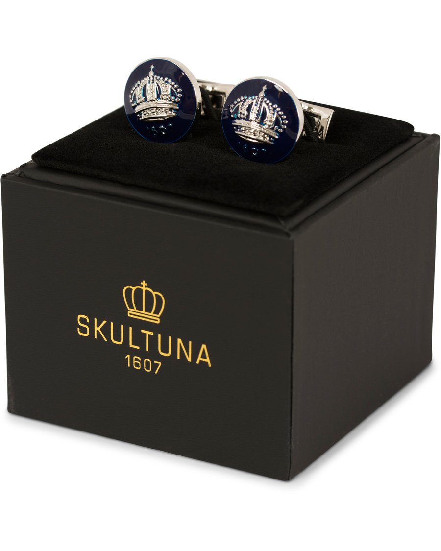 Herre | Skultuna Cuff Links The Crown Silver/Royal Blue | Skultuna | Cuff Links The Crown Silver/Royal Blue