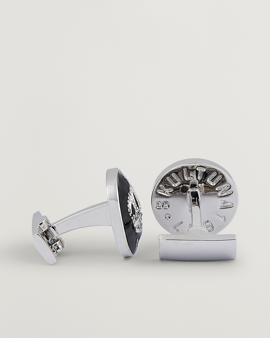 Men | Cufflinks | Skultuna | Cuff Links The Crown Silver/Baroque Black