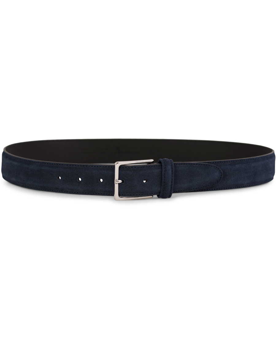 Herre | Anderson's Suede/Leather Belt 3,5 cm Navy | Anderson's | Suede/Leather Belt 3,5 cm Navy