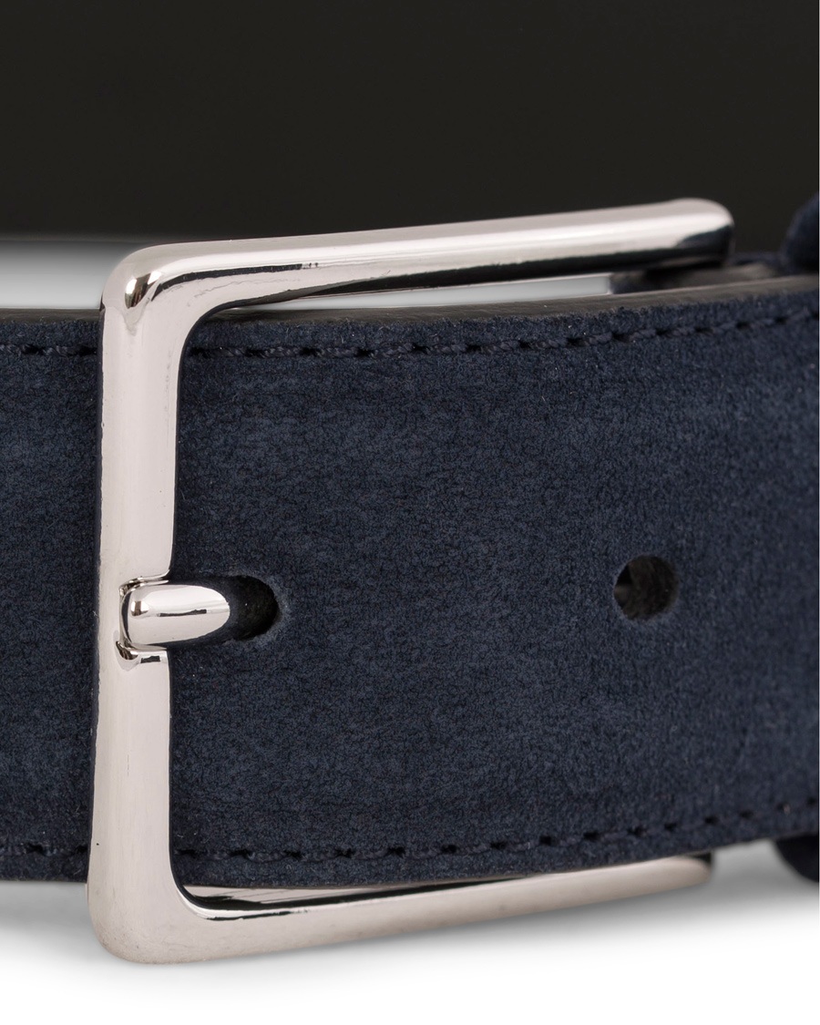 Herre | Anderson's Suede/Leather Belt 3,5 cm Navy | Anderson's | Suede/Leather Belt 3,5 cm Navy