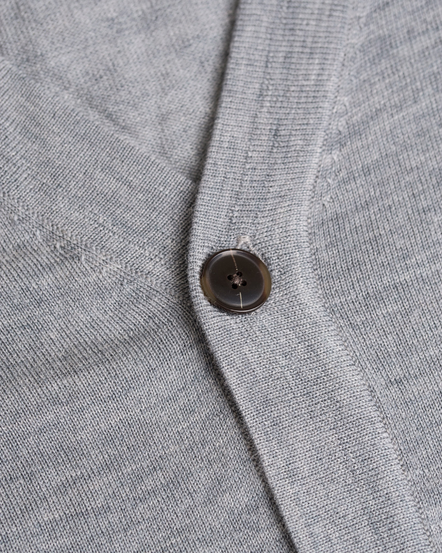 Herre | Gensere | Filippa K | Fine Merino V-Neck Cardigan Grey Melange