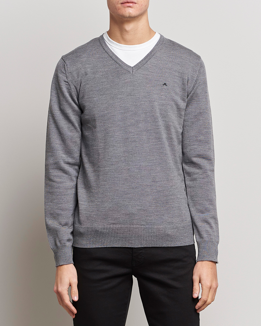 Herre | Pullovers med v-hals | J.Lindeberg | Lymann True Merino V-Neck Pullover Grey