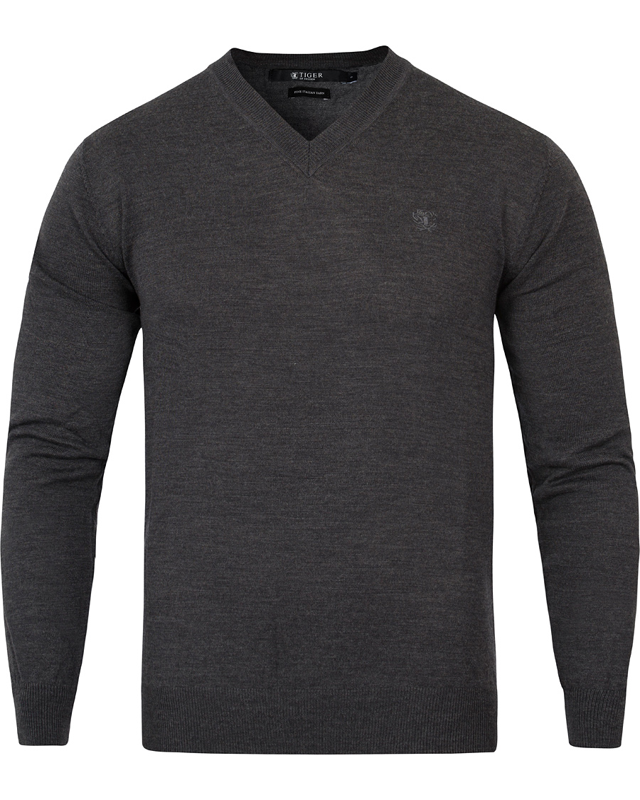 Herre | Gensere | Tiger of Sweden | Harvard V-Neck Pullover Dark Grey