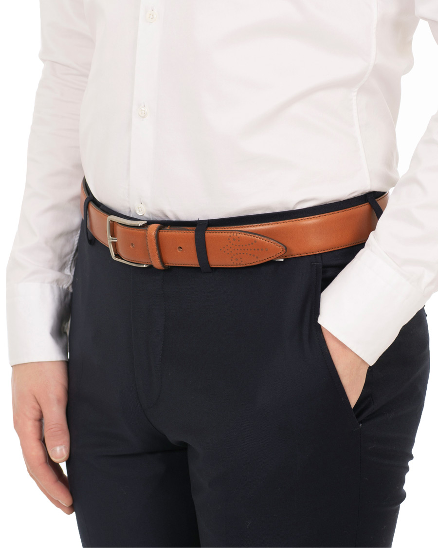 Herre | Oscar Jacobson Leather Belt 3,5 cm Brown | Oscar Jacobson | Leather Belt 3,5 cm Brown