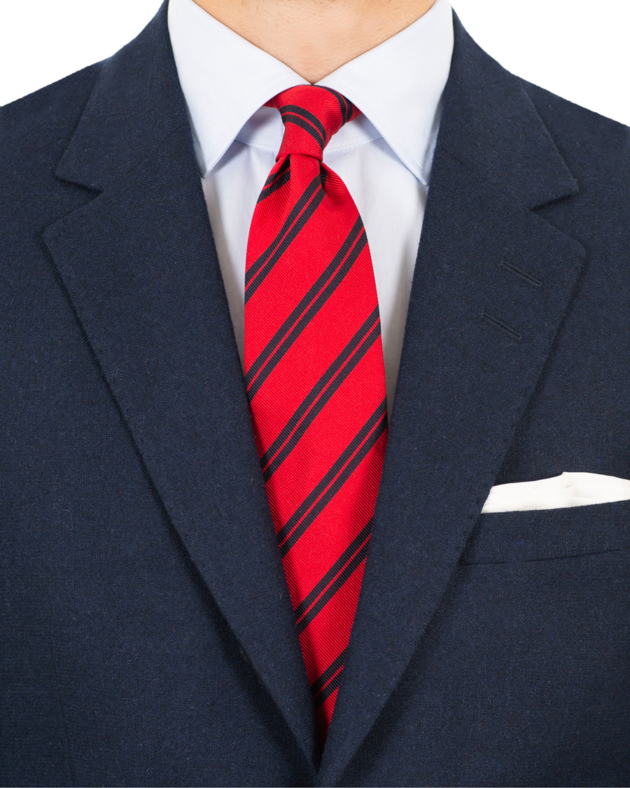 Herre | Amanda Christensen Stripe Classic Tie 8 cm Red/Navy | Amanda Christensen | Stripe Classic Tie 8 cm Red/Navy