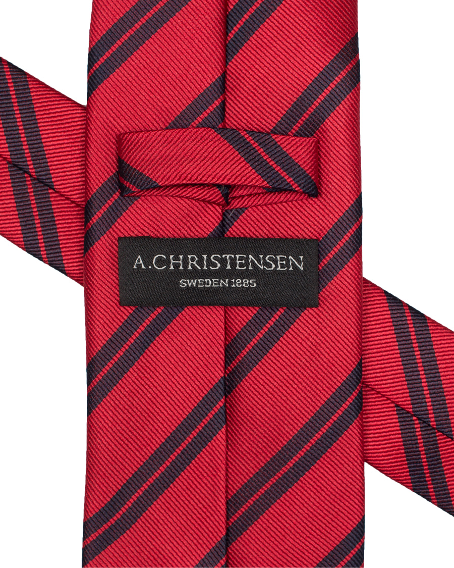 Herre | Amanda Christensen Stripe Classic Tie 8 cm Red/Navy | Amanda Christensen | Stripe Classic Tie 8 cm Red/Navy