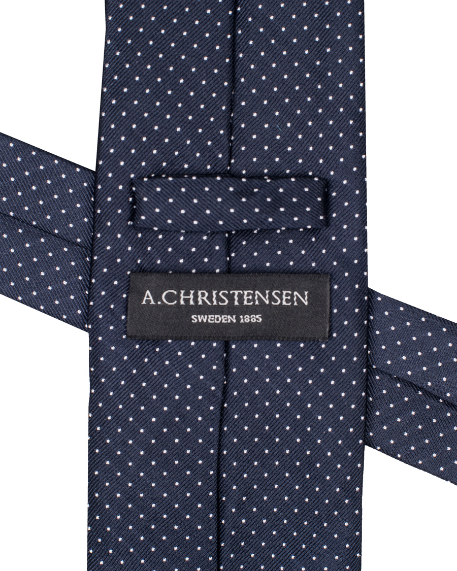 Herre | Amanda Christensen Micro Dot Classic Tie 8 cm Navy/White | Amanda Christensen | Micro Dot Classic Tie 8 cm Navy/White
