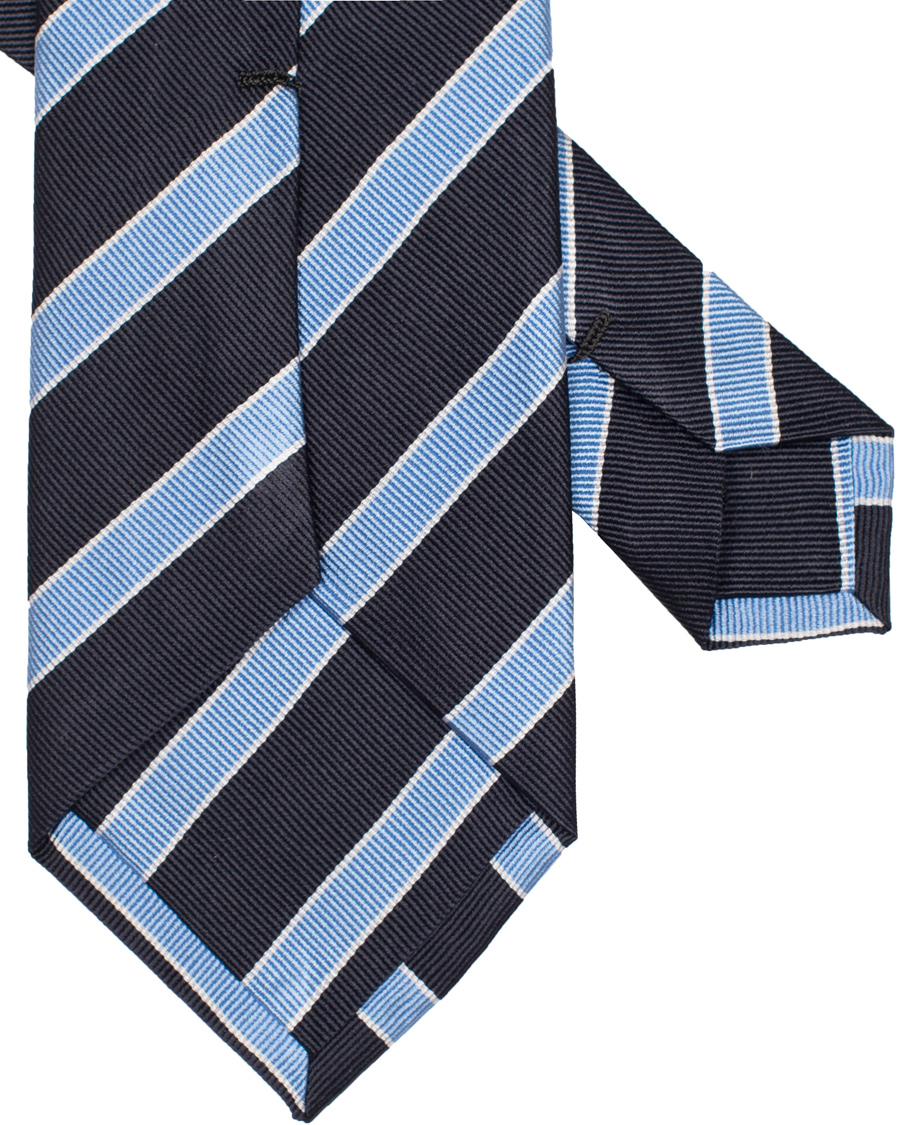 Herre | Amanda Christensen Club Stripe Tie 8 cm Navy/Sky/White | Amanda Christensen | Club Stripe Tie 8 cm Navy/Sky/White