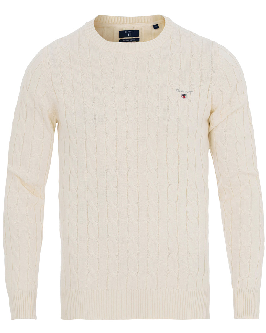 Herre | Gensere | GANT | Cotton Cable Crew Pullover Cream