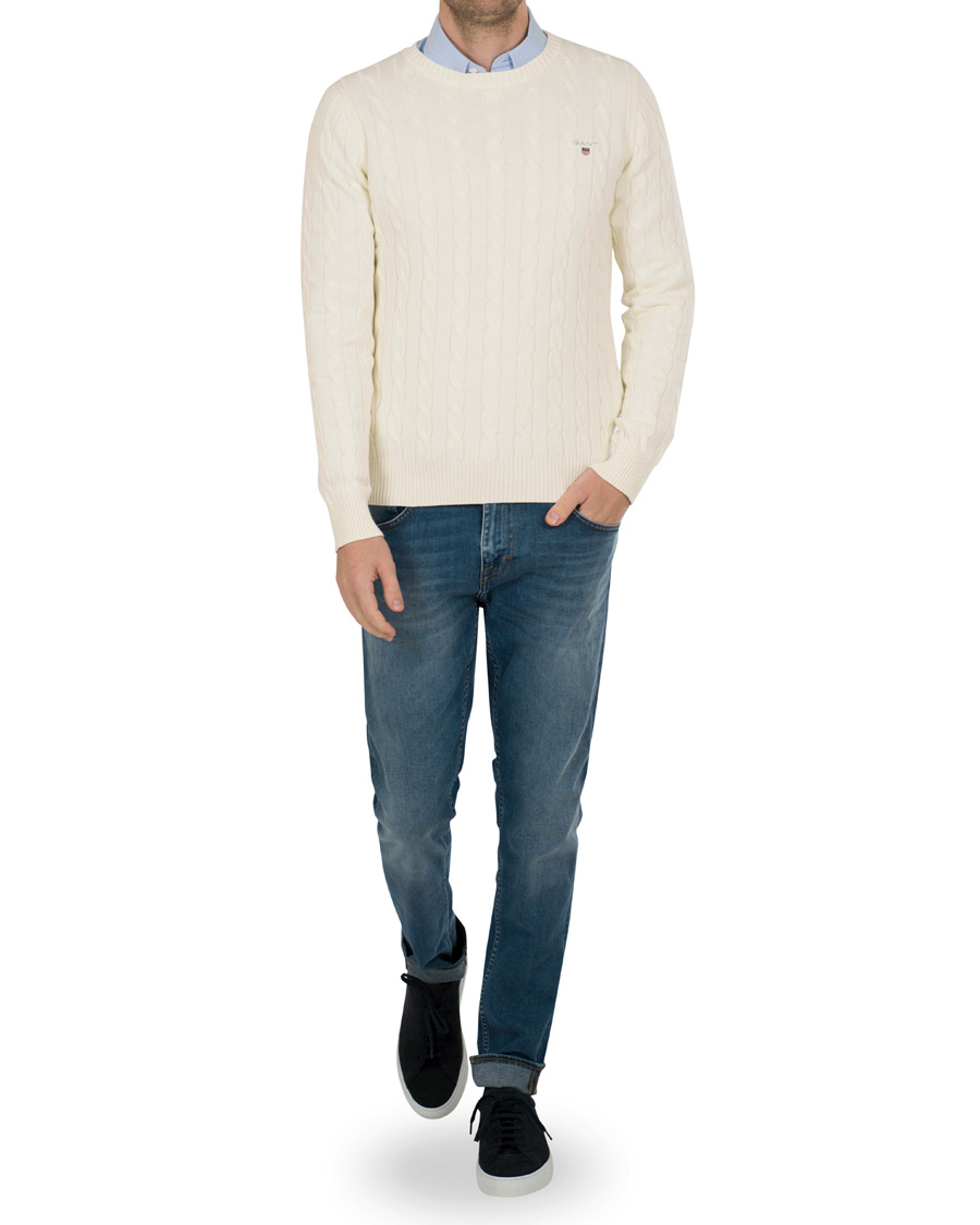 Herre | Gensere | GANT | Cotton Cable Crew Pullover Cream