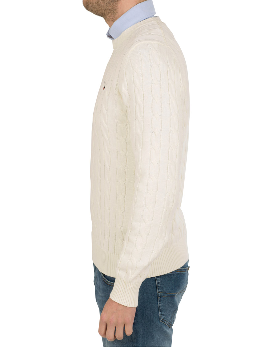 Herre | Gensere | GANT | Cotton Cable Crew Pullover Cream