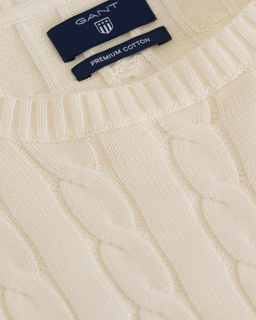 Herre | Gensere | GANT | Cotton Cable Crew Pullover Cream