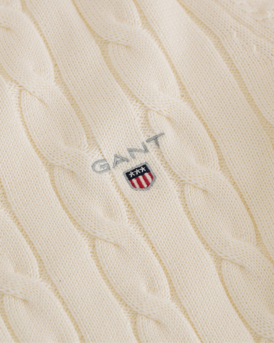 Herre | Gensere | GANT | Cotton Cable Crew Pullover Cream