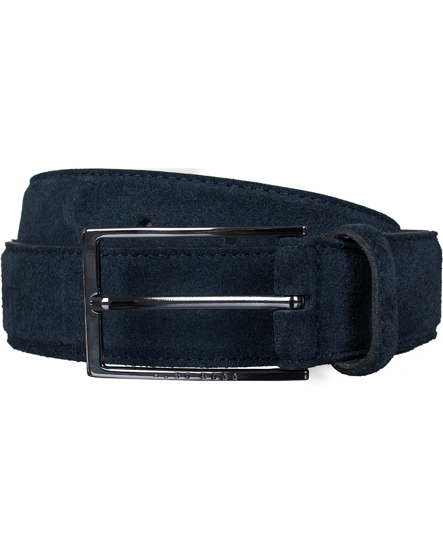 Herre | BOSS Calindo Suede Belt 3,5 cm Dark Blue | BOSS BLACK | BOSS Calindo Suede Belt 3,5 cm Dark Blue