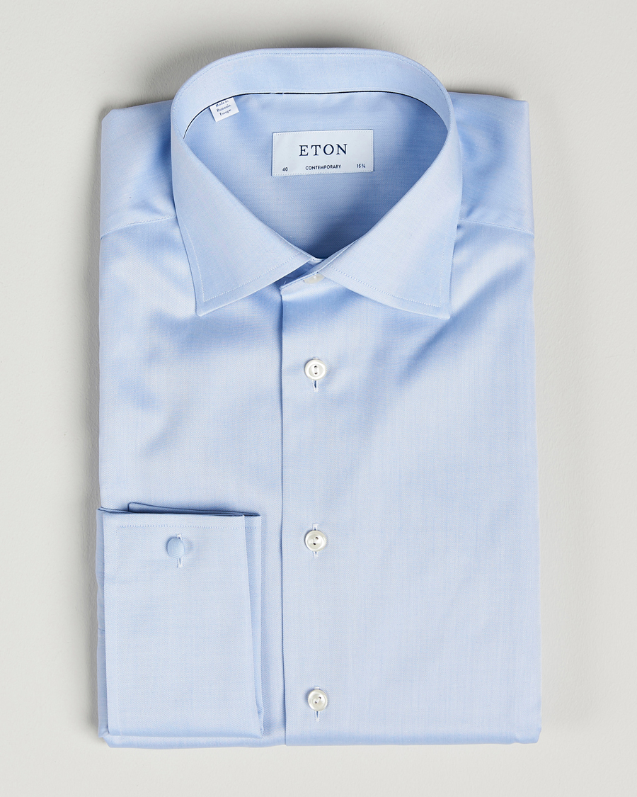 Herre |  | Eton | Contemporary Fit Shirt Double Cuff Blue