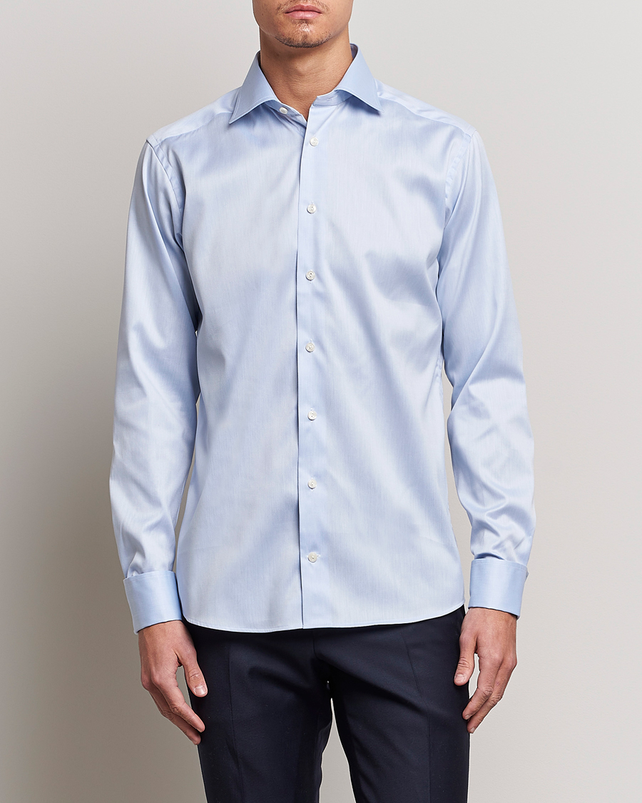 Herre | Festive | Eton | Slim Fit Shirt Double Cuff Blue