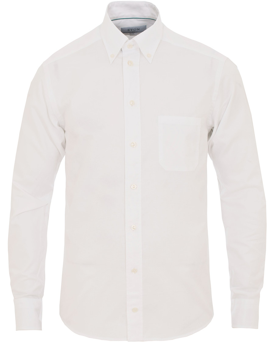 Herre | Skjorter | Eton | Slim Fit Shirt Green Ribbon Oxford White