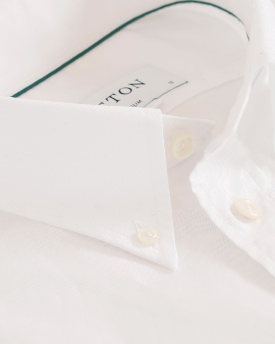 Herre | Skjorter | Eton | Slim Fit Shirt Green Ribbon Oxford White