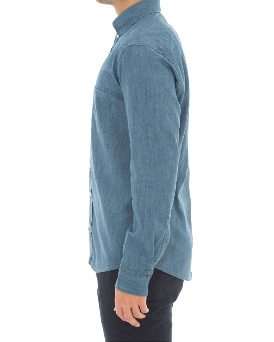 Herre | Skjorter | Eton | Slim Fit Shirt Green Ribbon Denim Blue