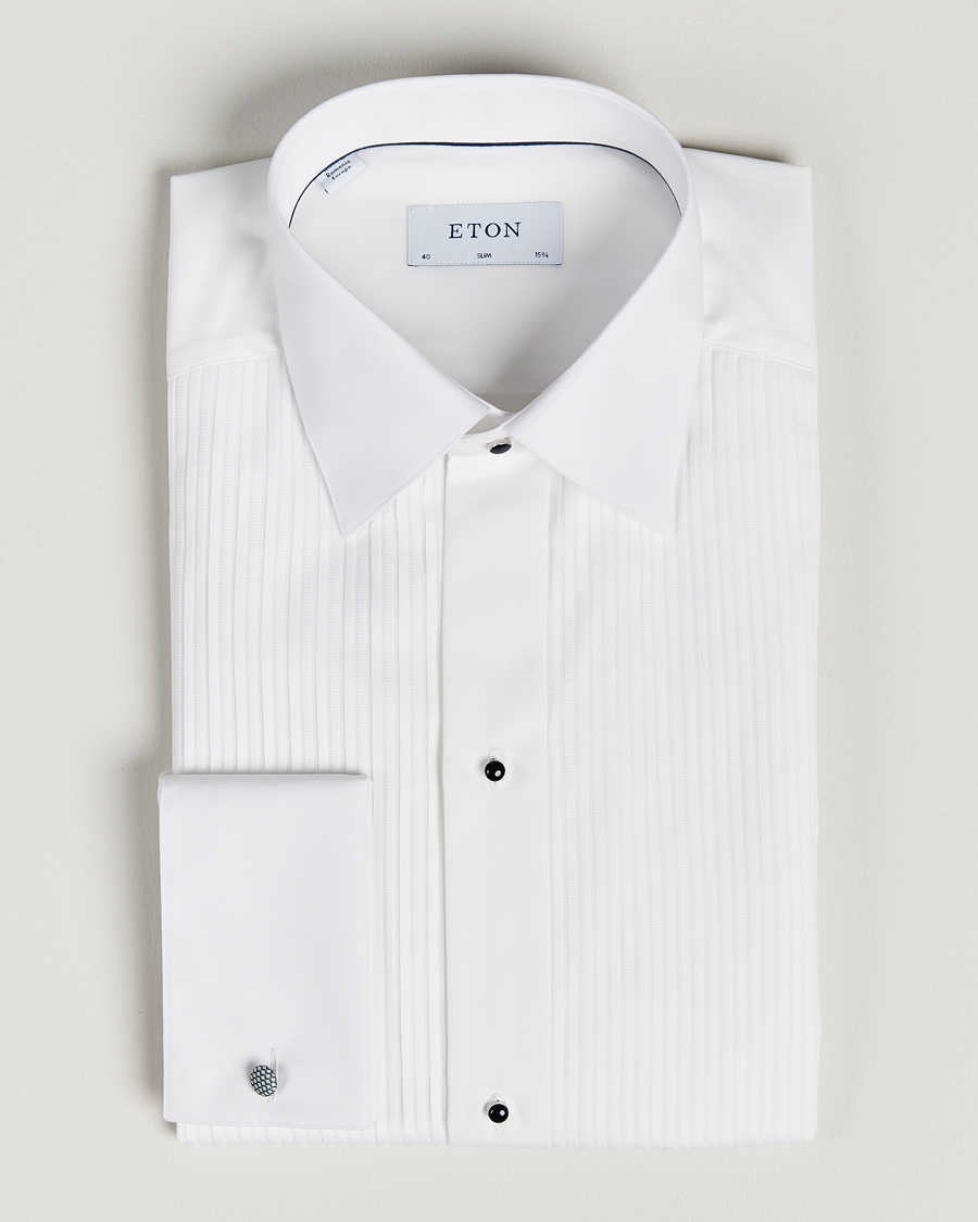 Herre | Smokingskjorte | Eton | Slim Fit Tuxedo Shirt Black Ribbon White