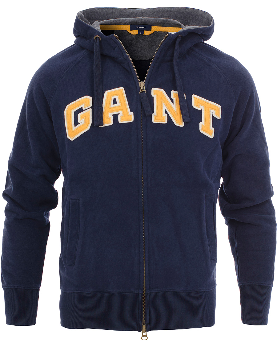 Herre | Gensere | GANT | Full-Zip Hood Sweat Evening Blue