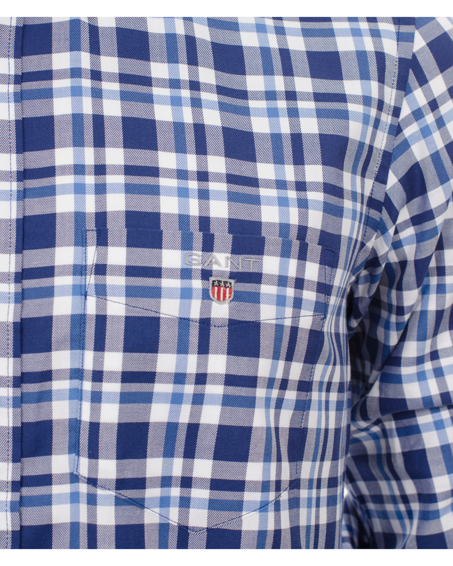 Herre | Skjorter | GANT | Classic Twill Check Regular Fit Shirt Bright Blue