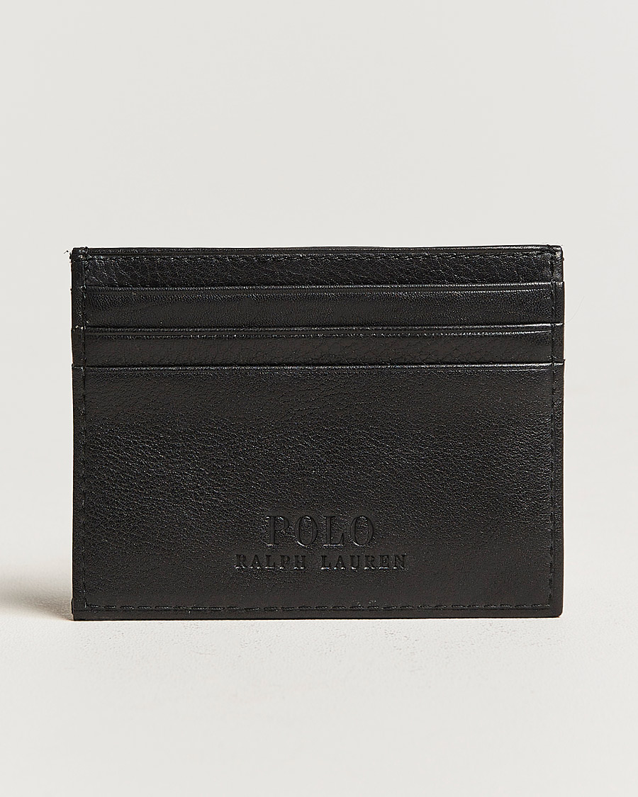 Herre | Polo Ralph Lauren Pebble Leather Slim Card Case Black | Polo Ralph Lauren | Pebble Leather Slim Card Case Black