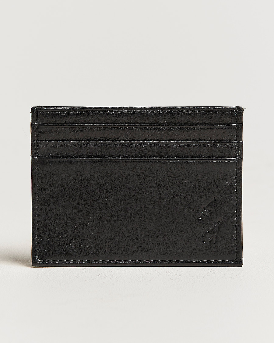 Herre | Polo Ralph Lauren Pebble Leather Slim Card Case Black | Polo Ralph Lauren | Pebble Leather Slim Card Case Black