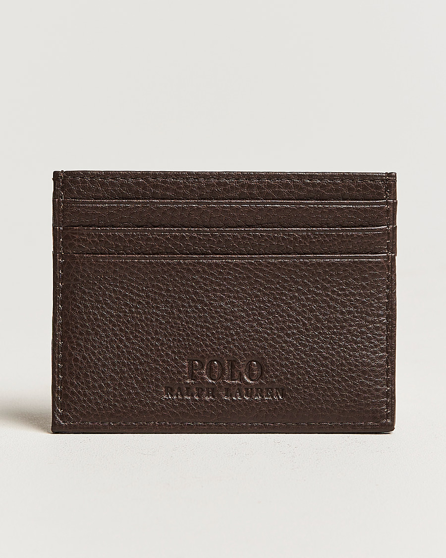 Herre | Polo Ralph Lauren Pebble Leather Slim Card Case Brown | Polo Ralph Lauren | Pebble Leather Slim Card Case Brown
