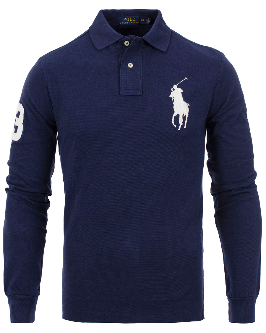 Herre | Gensere | Polo Ralph Lauren | Custom Fit Big Pony Long Sleeve Piké Navy