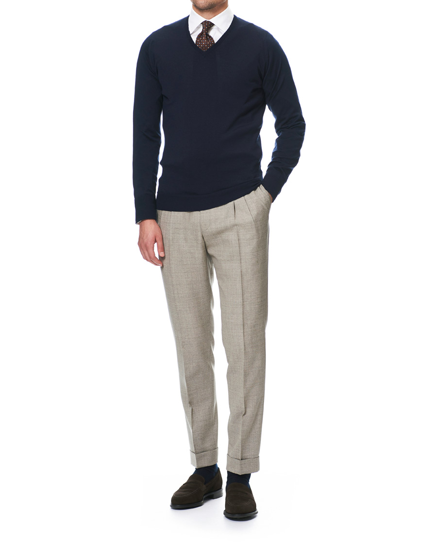 Herre | Gensere | John Smedley | Bobby Extra Fine Merino V-Neck Pullover Midnight