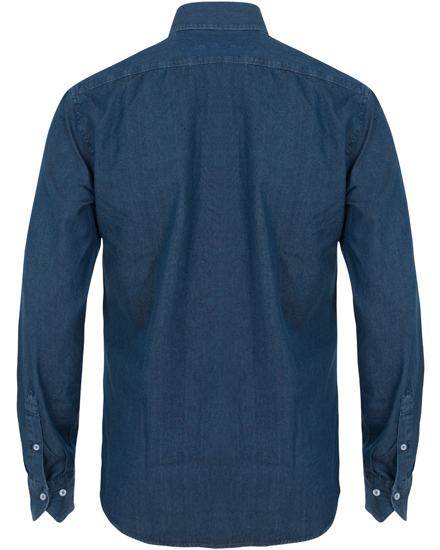 Herre | Skjorter | Stenströms | Slimline Dark Denim Shirt Garment Wash