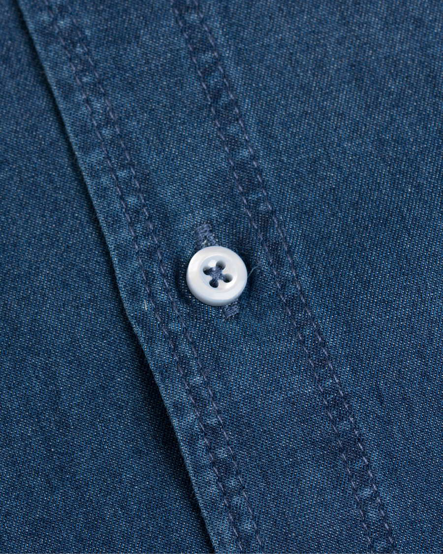 Herre | Skjorter | Stenströms | Slimline Dark Denim Shirt Garment Wash