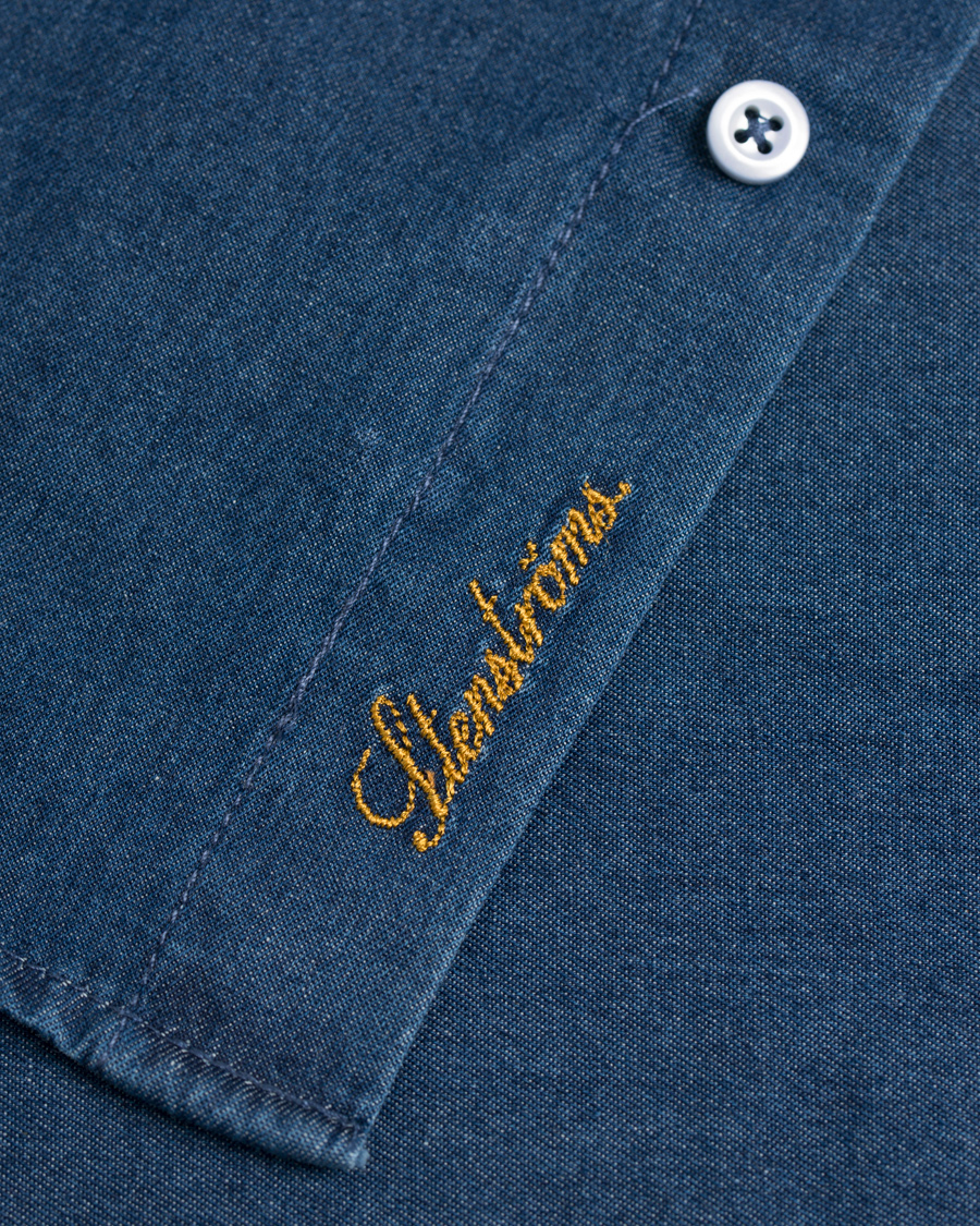 Herre | Skjorter | Stenströms | Slimline Dark Denim Shirt Garment Wash